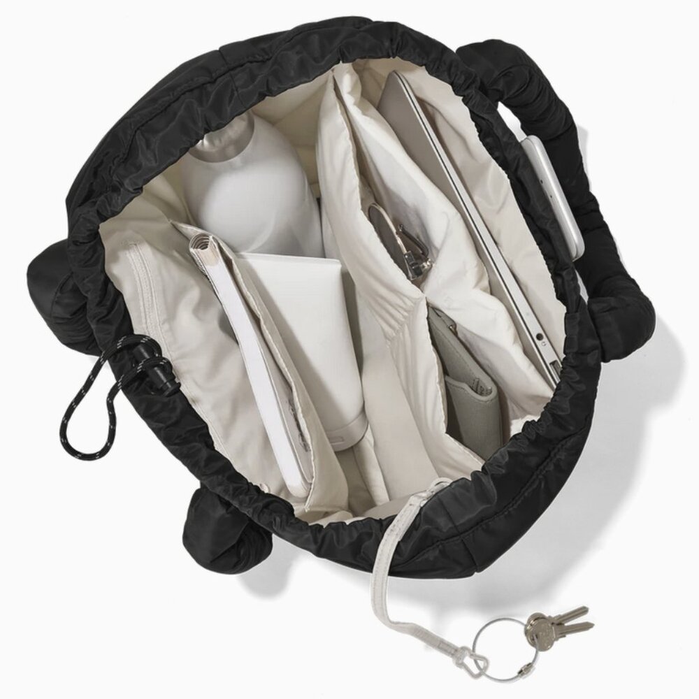 Dagne Dover Black Nylon Tote with Padded Handles - Picture 5 of 9